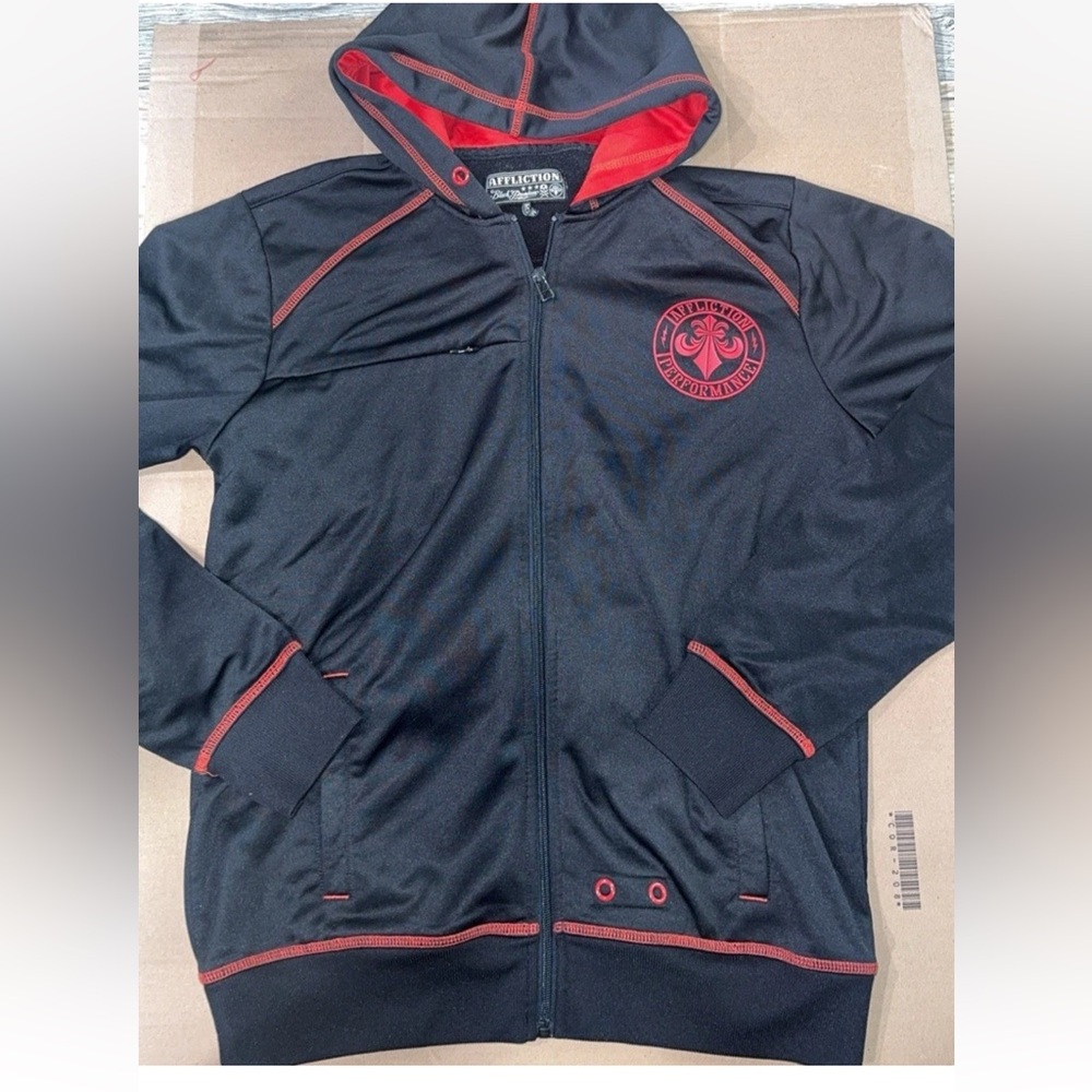 Affliction performance jacket with Red Highlights men’s medium